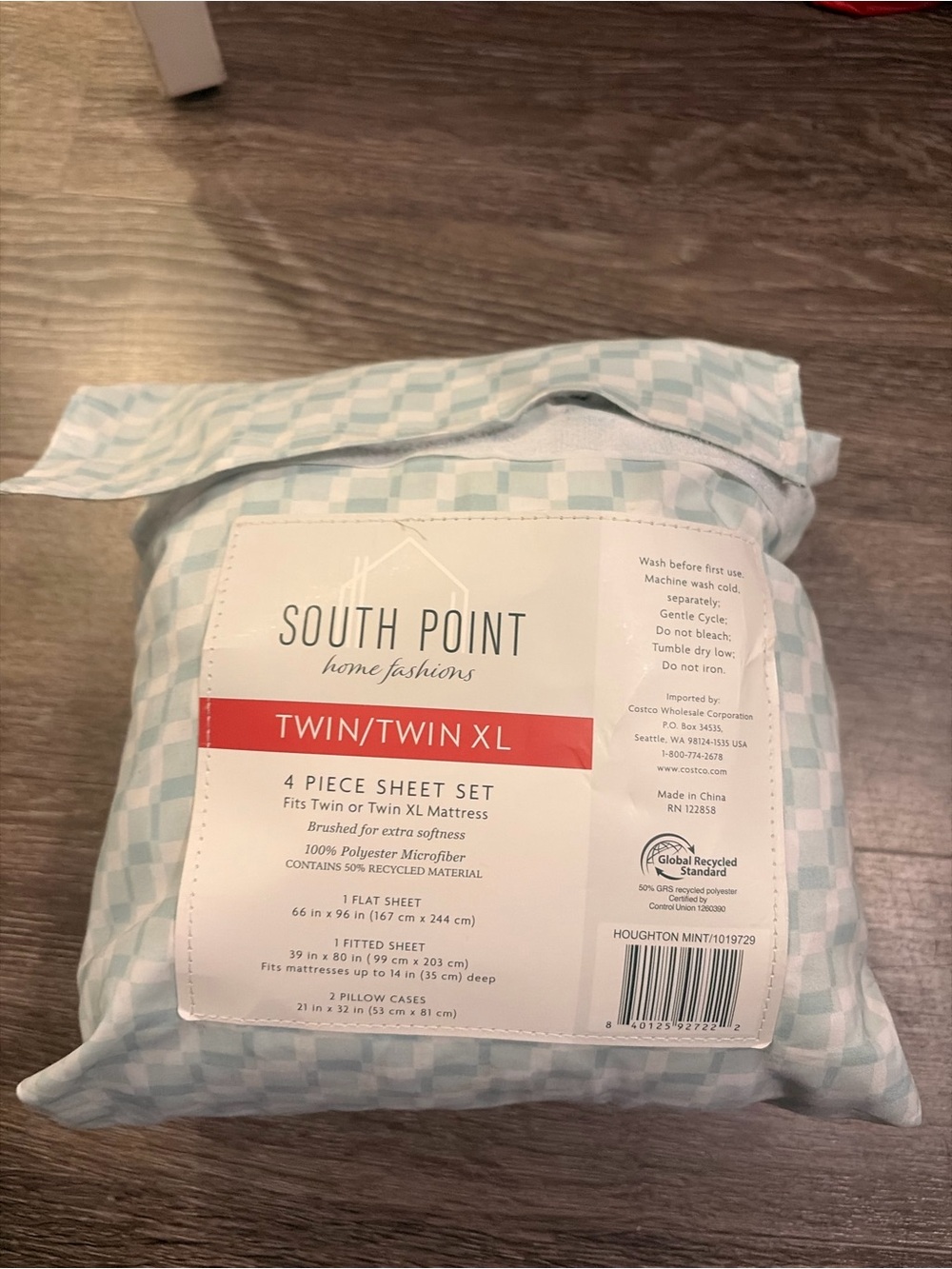 Charisma Twin/Twin XL 4-Piece Sheet Set - Light Blue Check